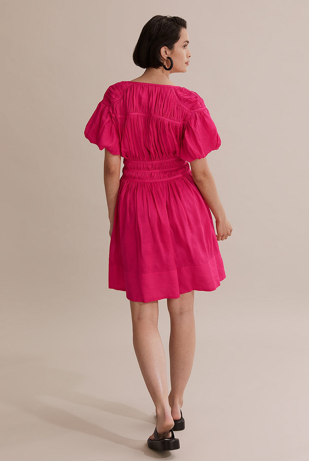 Country Road Pink Gathered Mini Dress - Size 12