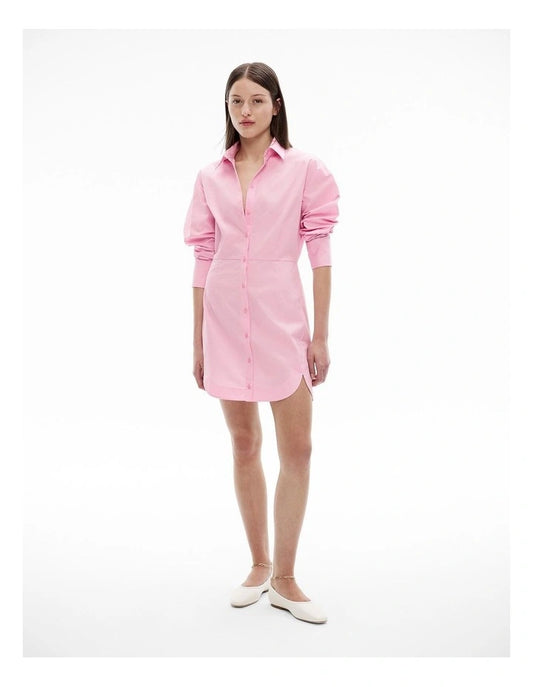 Witchery Cotton Mini Shirt Dress in Floss Pink - Size 6