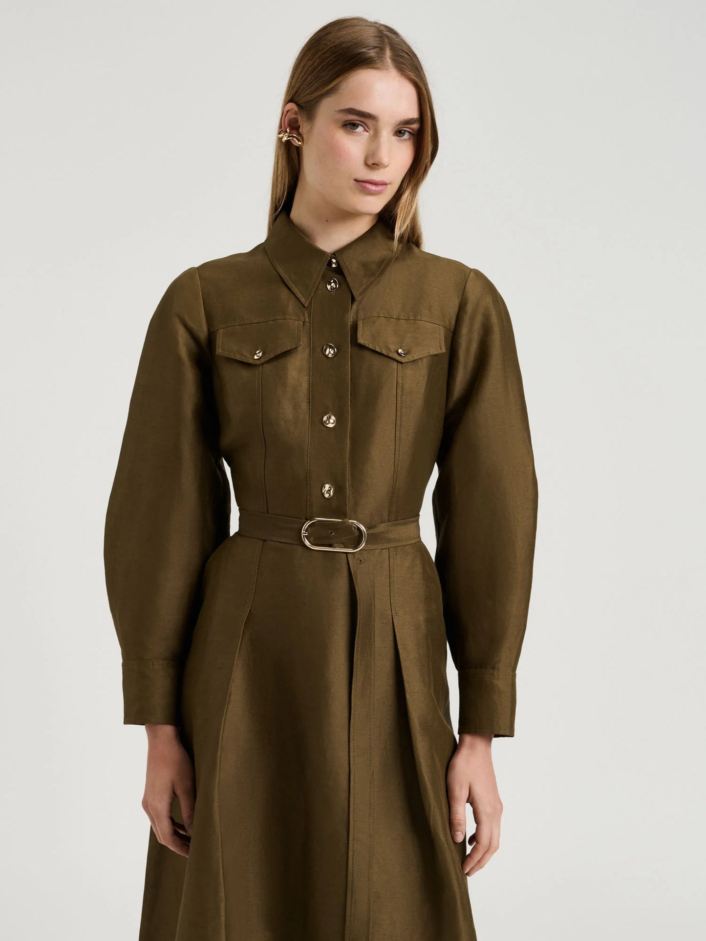 Veronika Maine Linen Viscose Belted Midi Dress - Sizes 16 & 18 Available