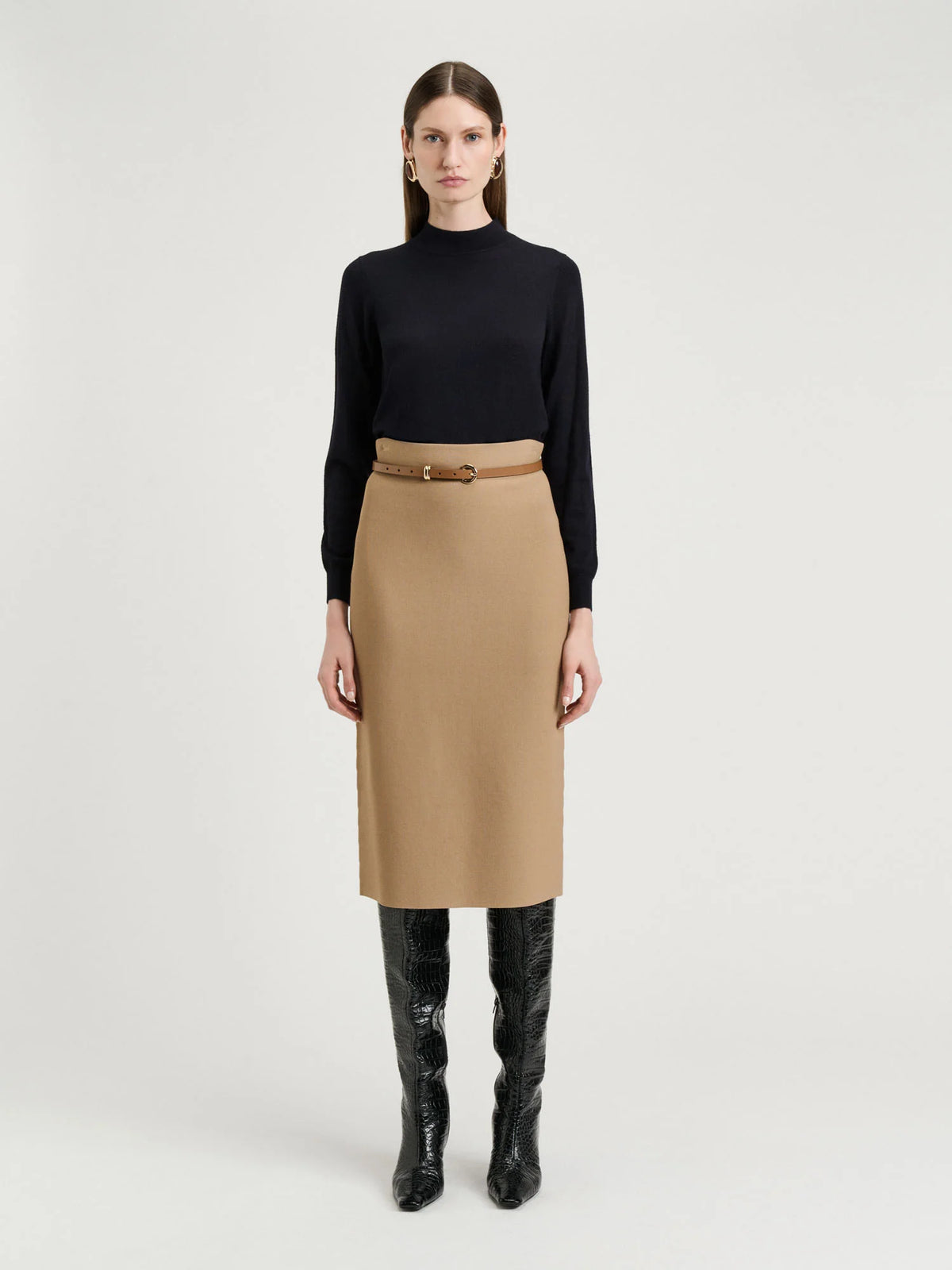 Veronika Maine Camel Milano Pencil Skirt - Sizes 8 & 10 Available