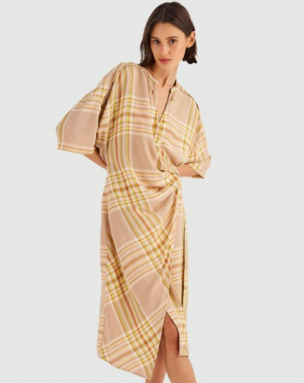 Oroton Check Wrap Shirt Dress - Size 10