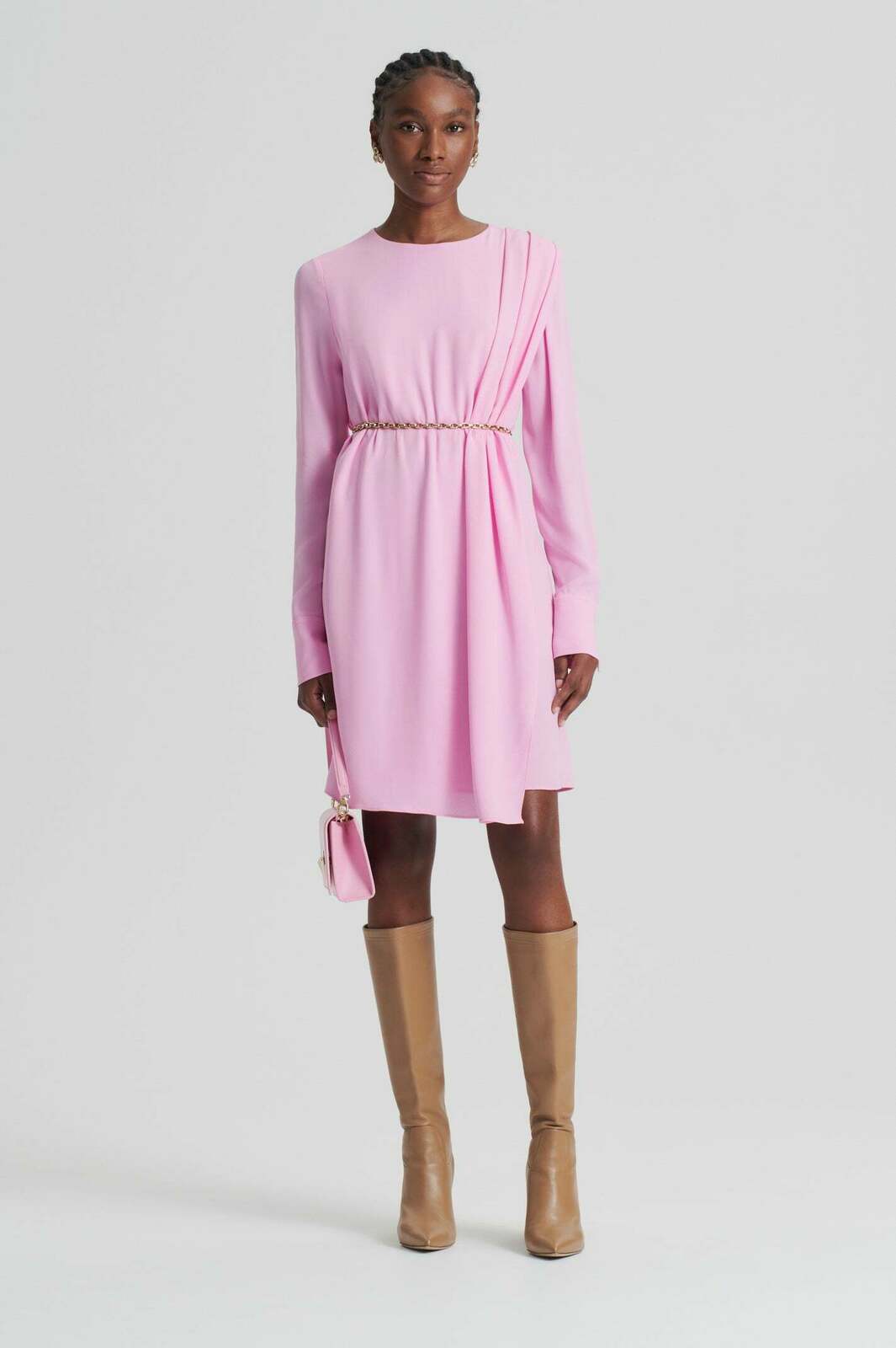 Scanlan Theodore Pink Crepe Mini Dress - Size 8