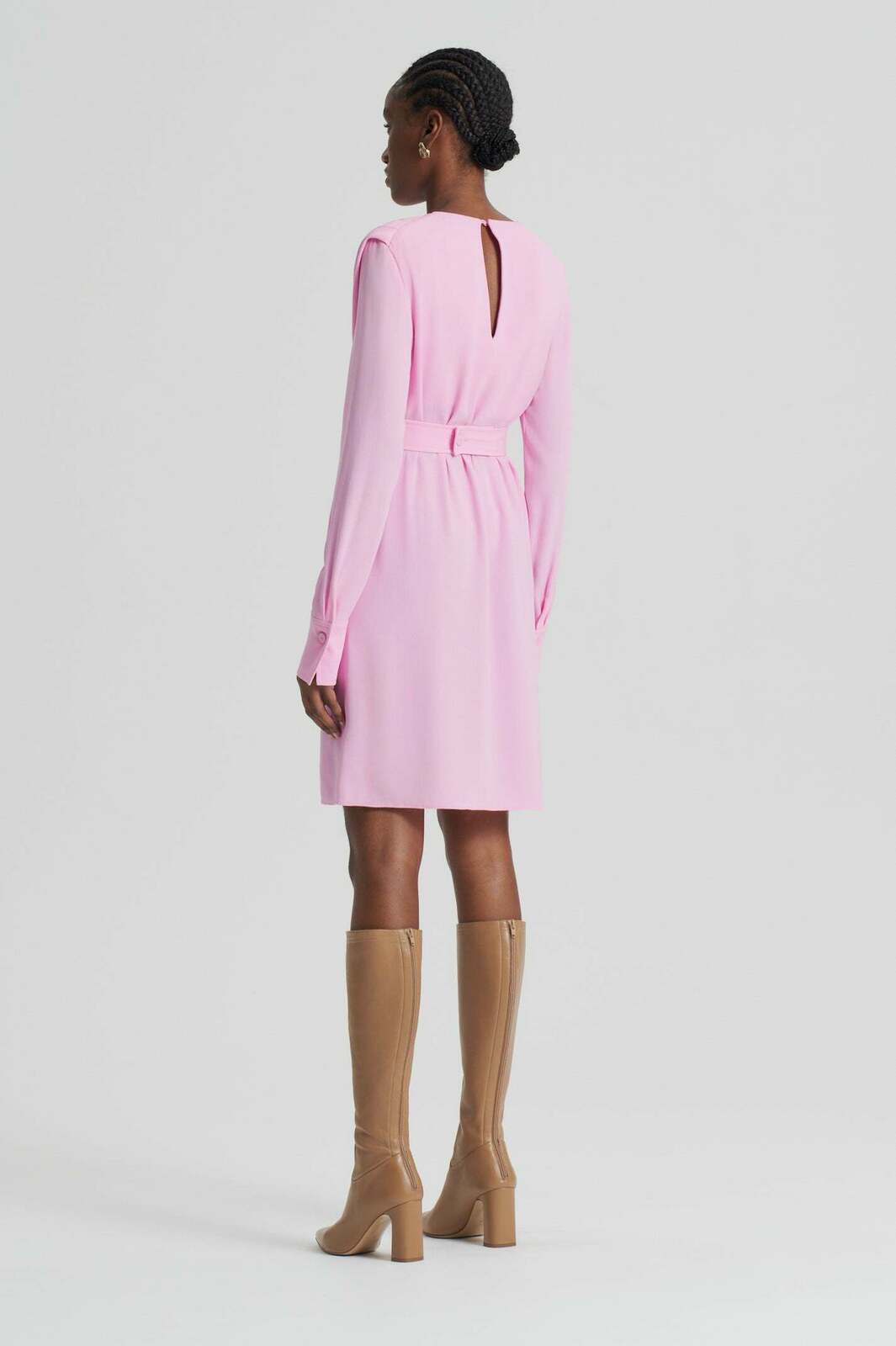 Scanlan Theodore Pink Crepe Mini Dress - Size 8