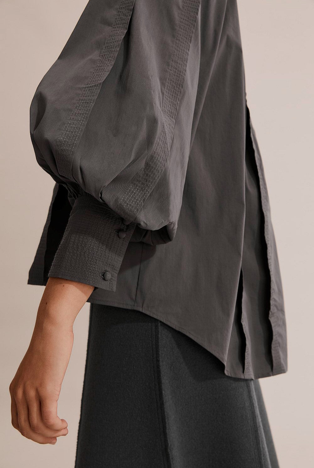 Country Road Charcoal Panel Detail Blouse - Size 10