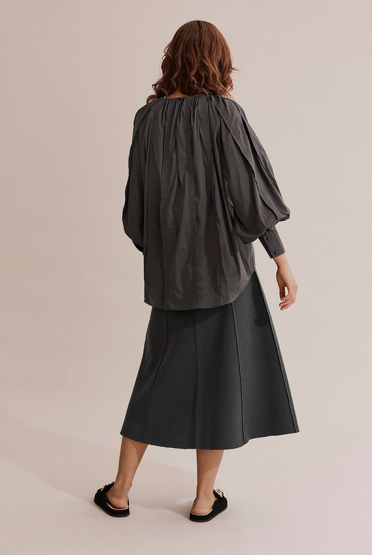 Country Road Charcoal Panel Detail Blouse - Size 10