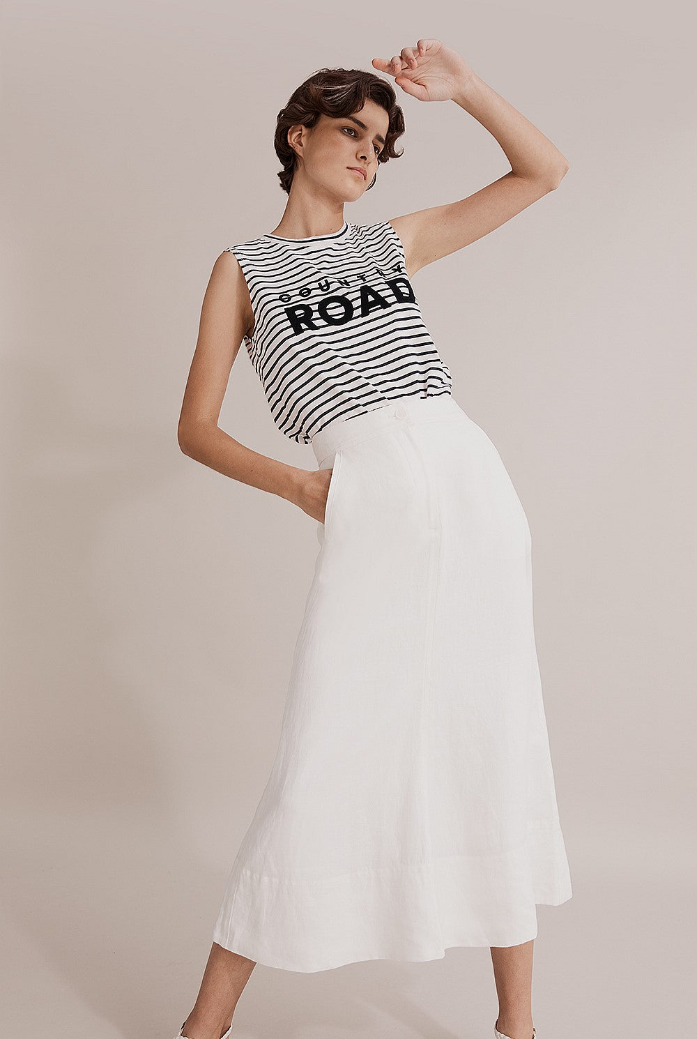Country Road French Linen Midi Skirt - Size 4