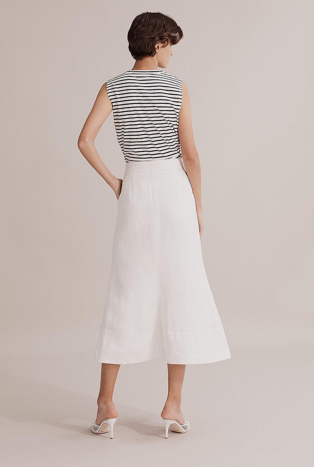 Country Road French Linen Midi Skirt - Size 4