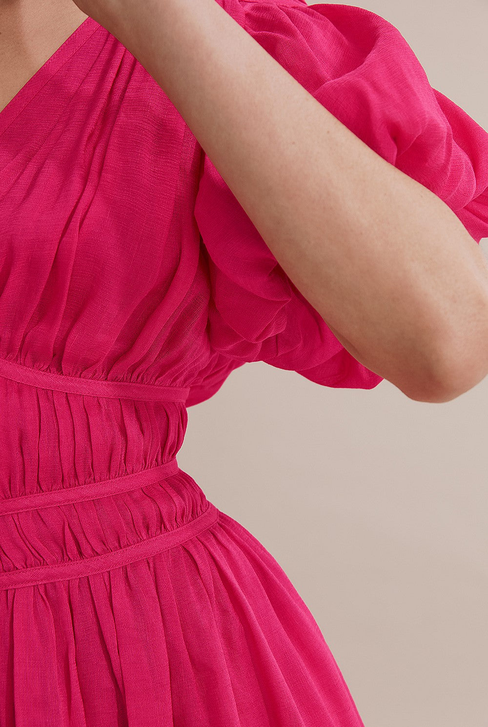 Country Road Pink Gathered Mini Dress - Size 12