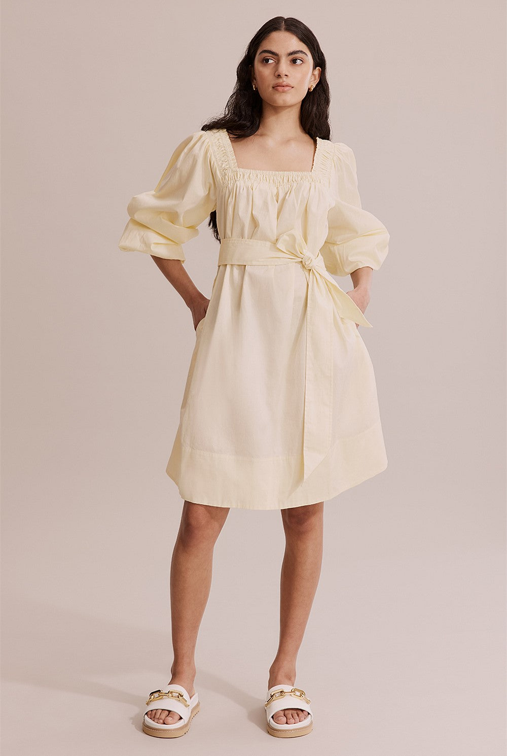 Country Road Lemon Blouson Sleeve Mini Dress - Size 10