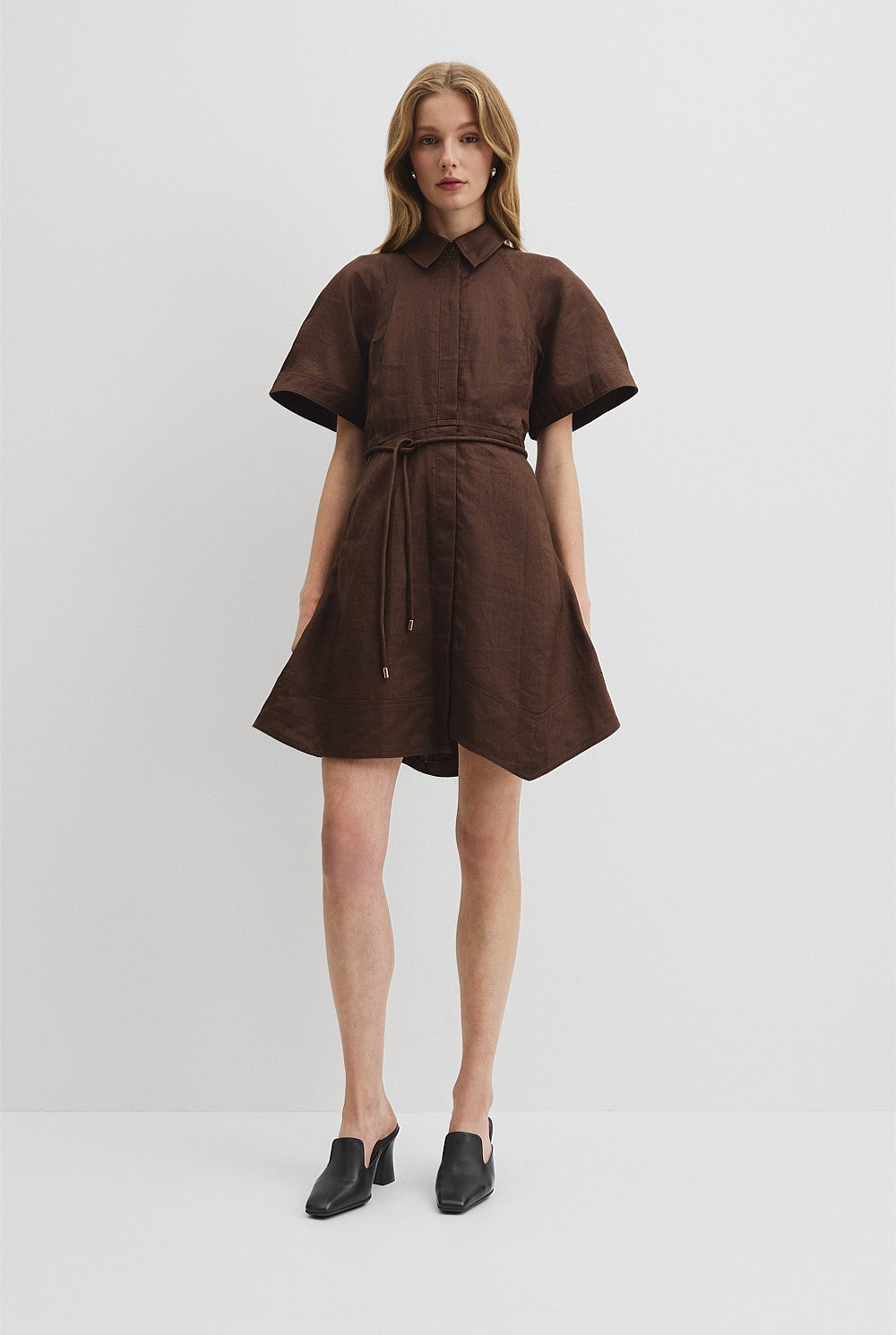 Country Road Cocoa Asymmetric Hem Mini Dress - Size 16