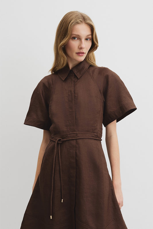 Country Road Cocoa Asymmetric Hem Mini Dress - Size 16