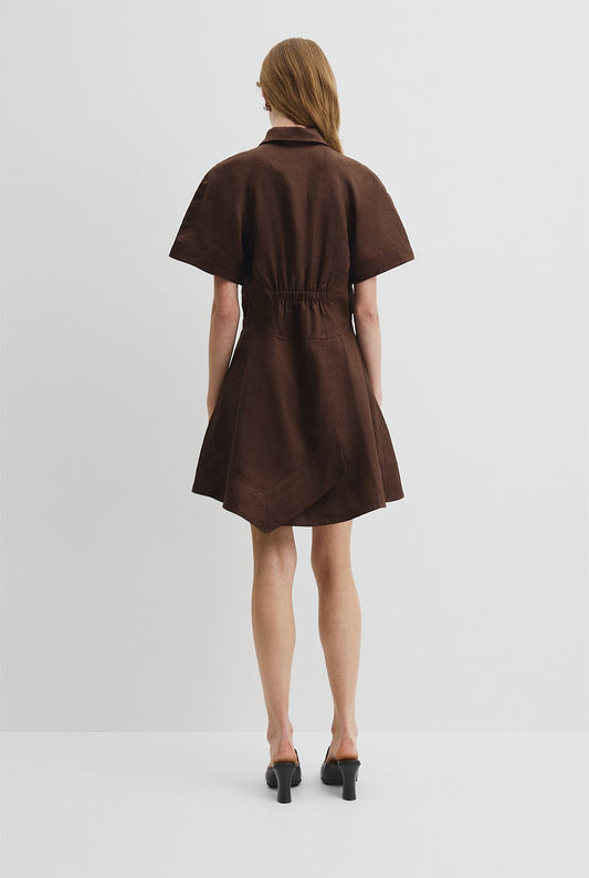 Country Road Cocoa Asymmetric Hem Mini Dress - Size 16