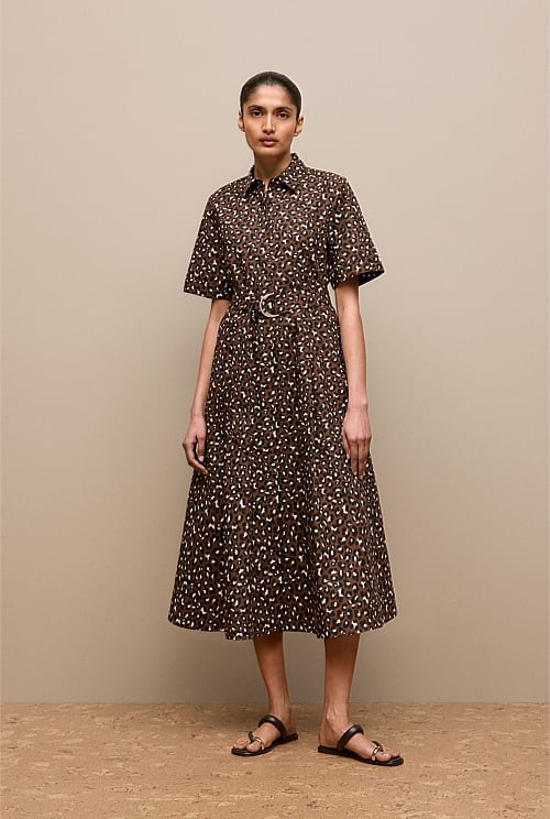 Trenery Leopard Belted Dress - Size 8