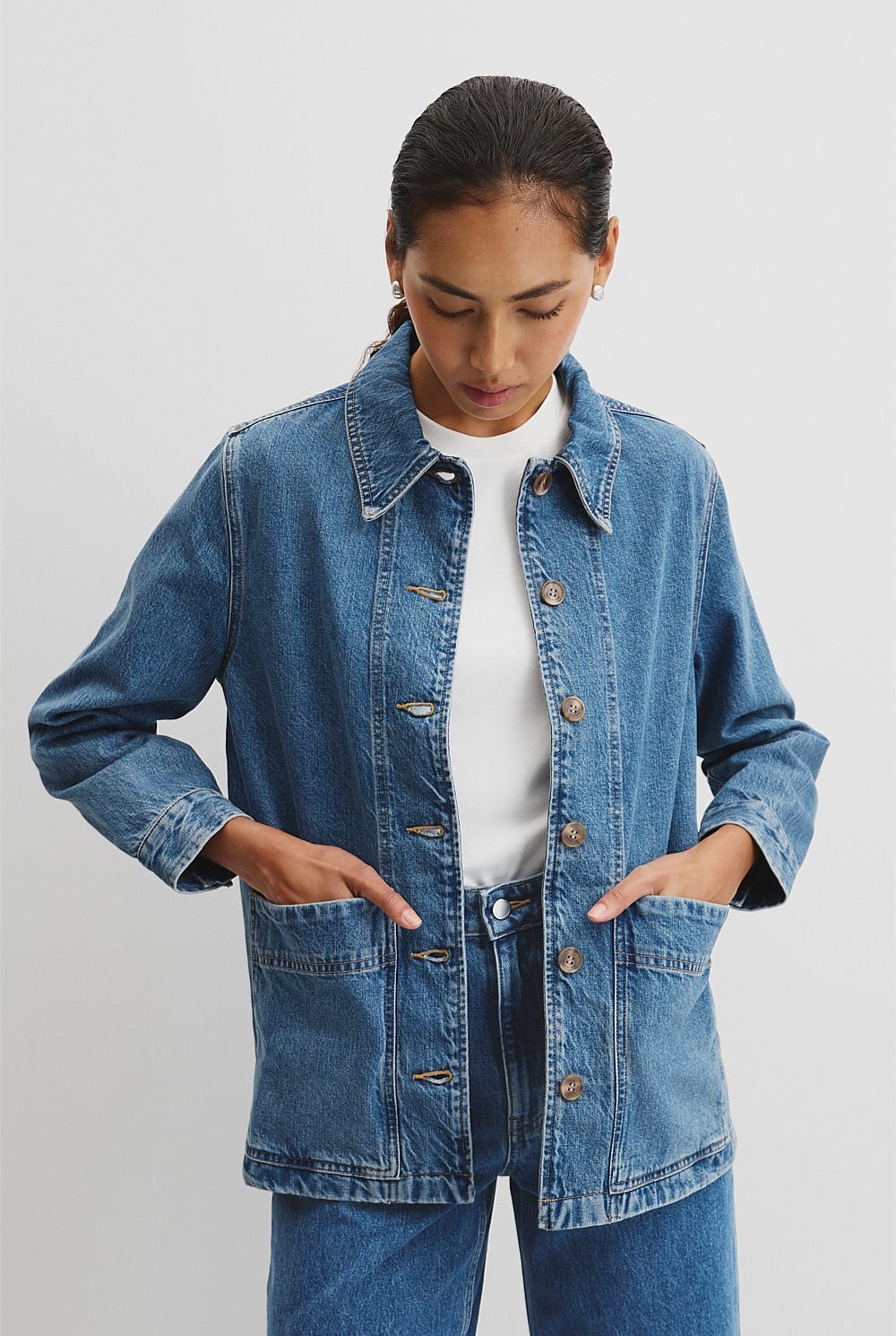 Country Road Denim Shacket- Size 4