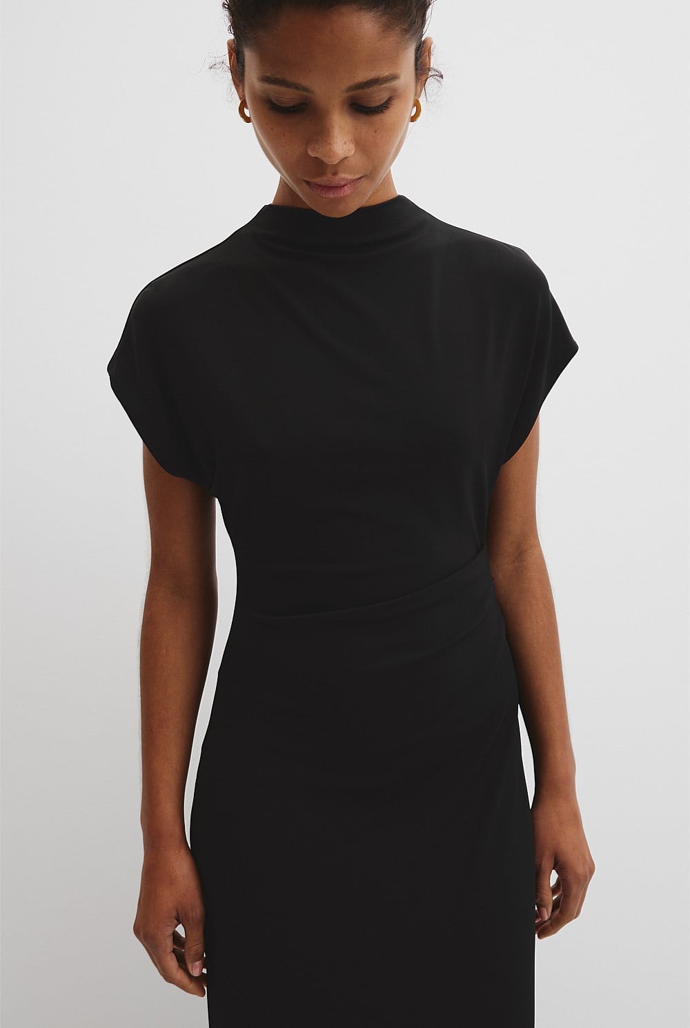 Country Road Black Drape Neck Dress - Size 8
