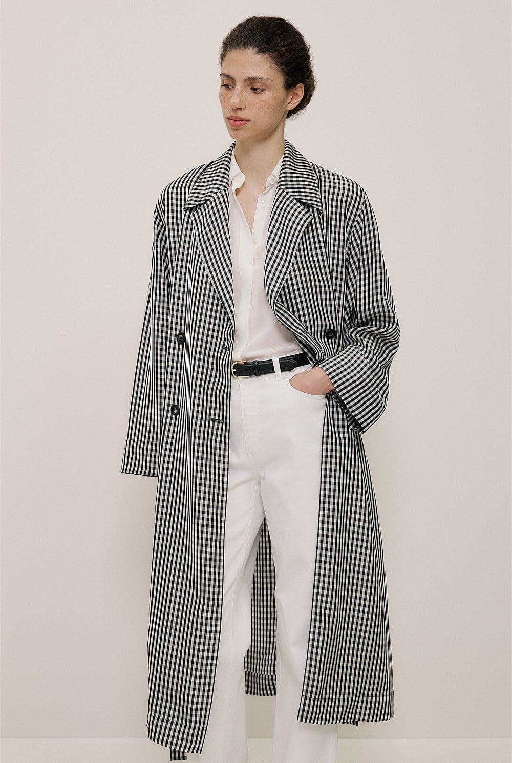 Trenery Gingham Lightweight Trench Coat - Size 6, 8, 10, 12, 14 & 16