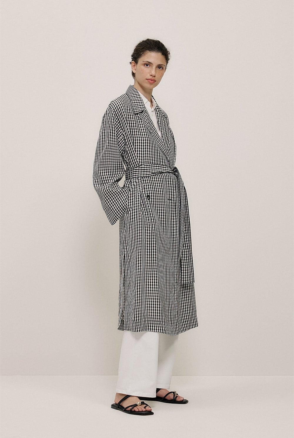 Trenery Gingham Lightweight Trench Coat - Size 6, 8, 10, 12, 14 & 16