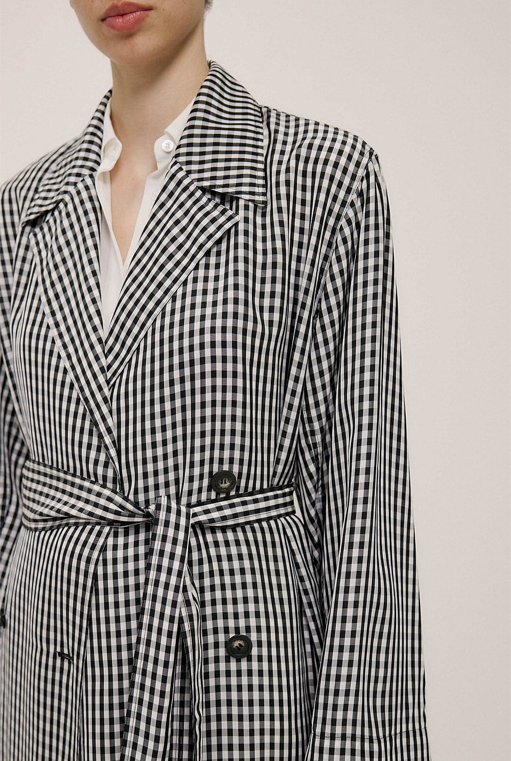 Trenery Gingham Lightweight Trench Coat - Size 6, 8, 10, 12, 14 & 16