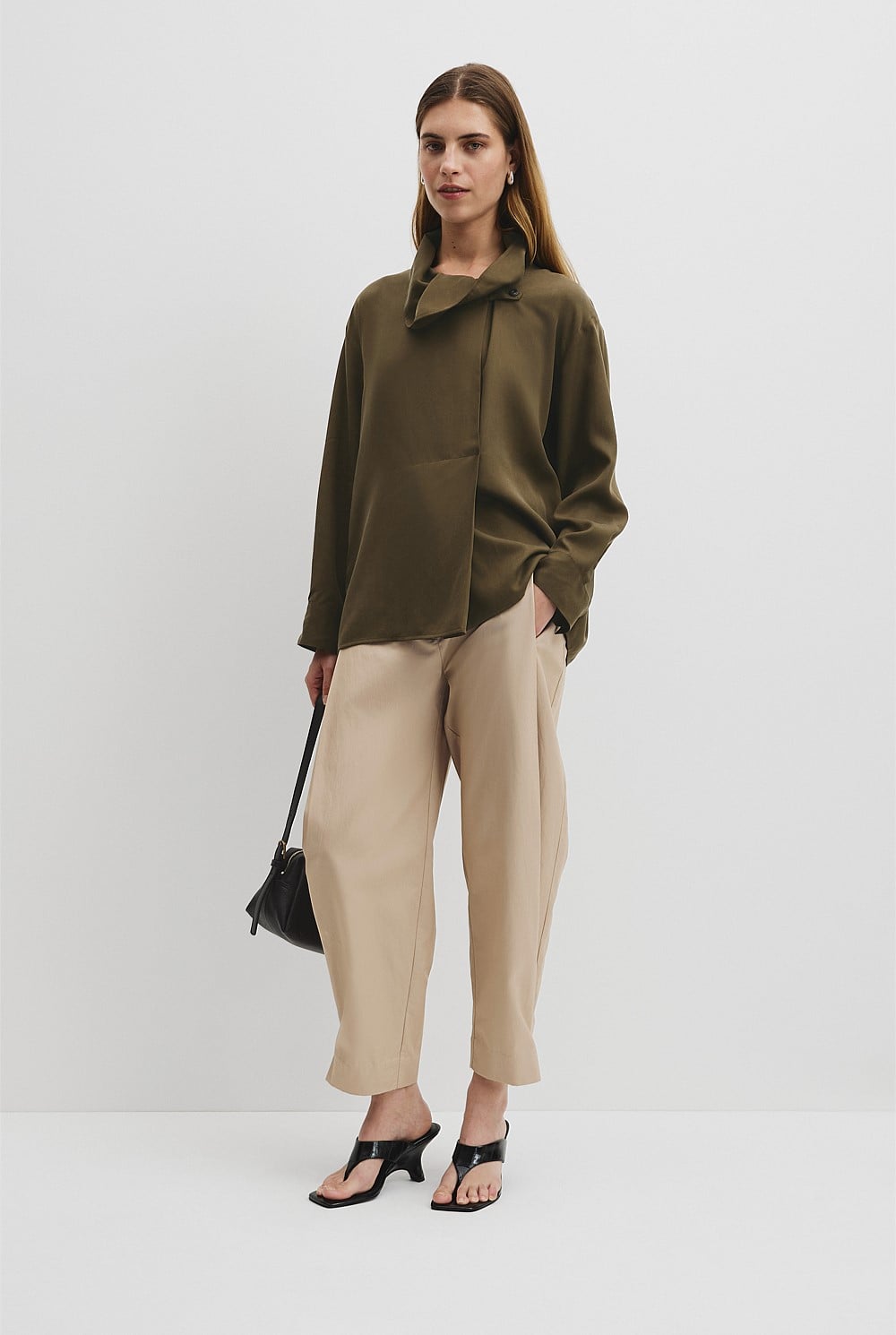 Country Road Khaki Funnel Shirt - Sizes 4, 6, 8, 10, 12, 14 & 16 Available