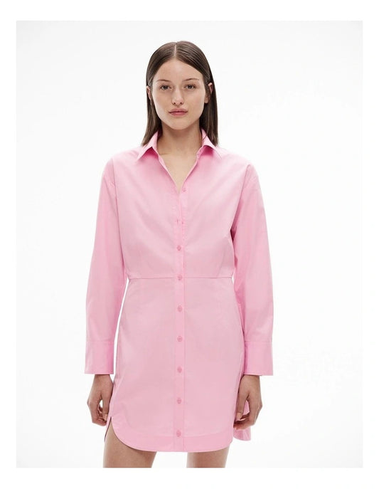Witchery Cotton Mini Shirt Dress in Floss Pink - Size 6