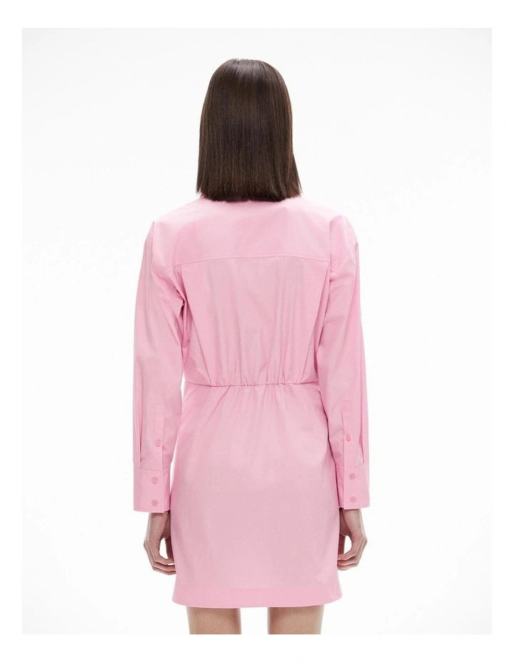 Witchery Cotton Mini Shirt Dress in Floss Pink - Size 6