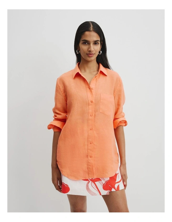 Country Road Melon Linen Shirt - Size 10