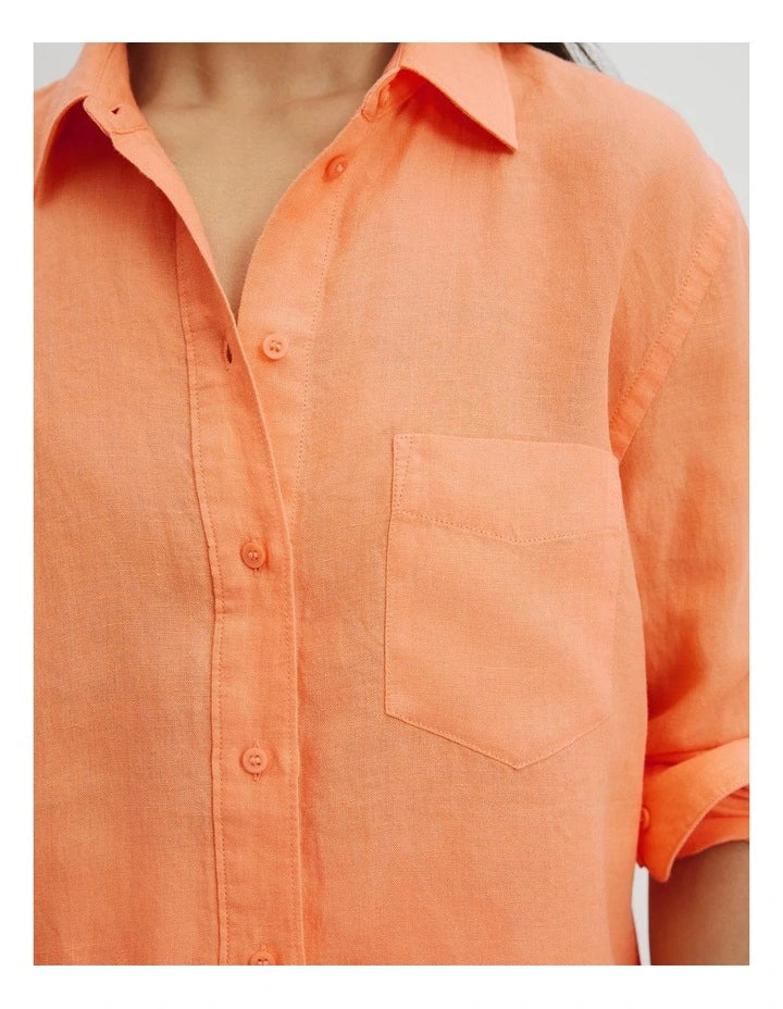 Country Road Melon Linen Shirt - Size 10