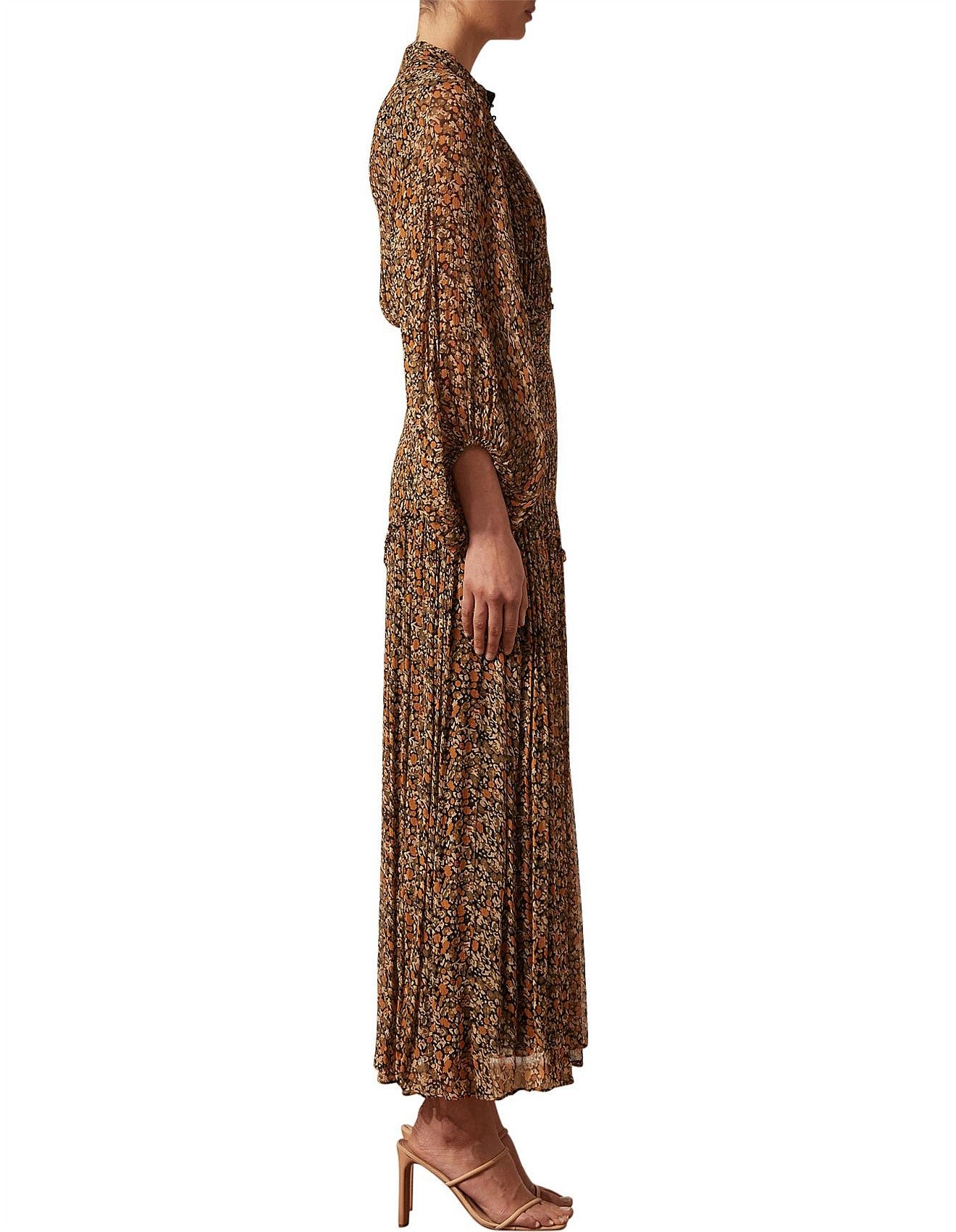 Shona Joy Paloma Button Up Ruched Midi Dress - Size 12