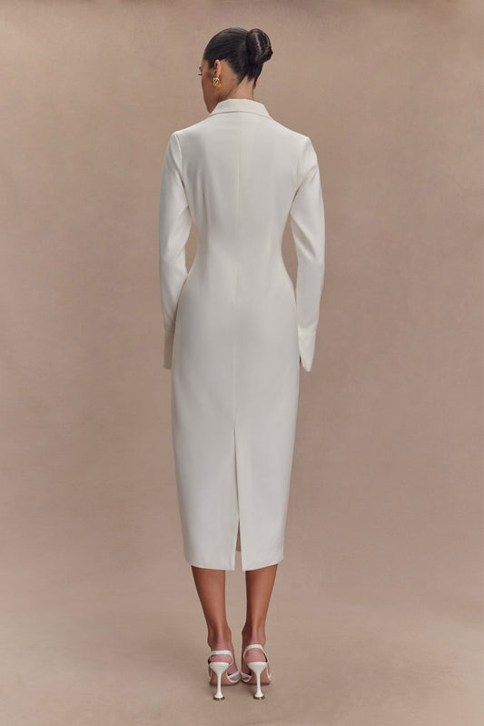 Meshki White Fitted Shirt Midi Dress - Size 8
