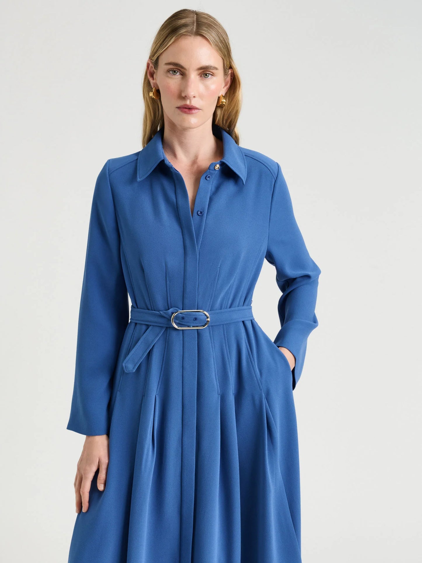 Veronika Maine Stretch Crepe Shirtdress - Sizes 6, 8, 10, 14, 16 & 18 Available