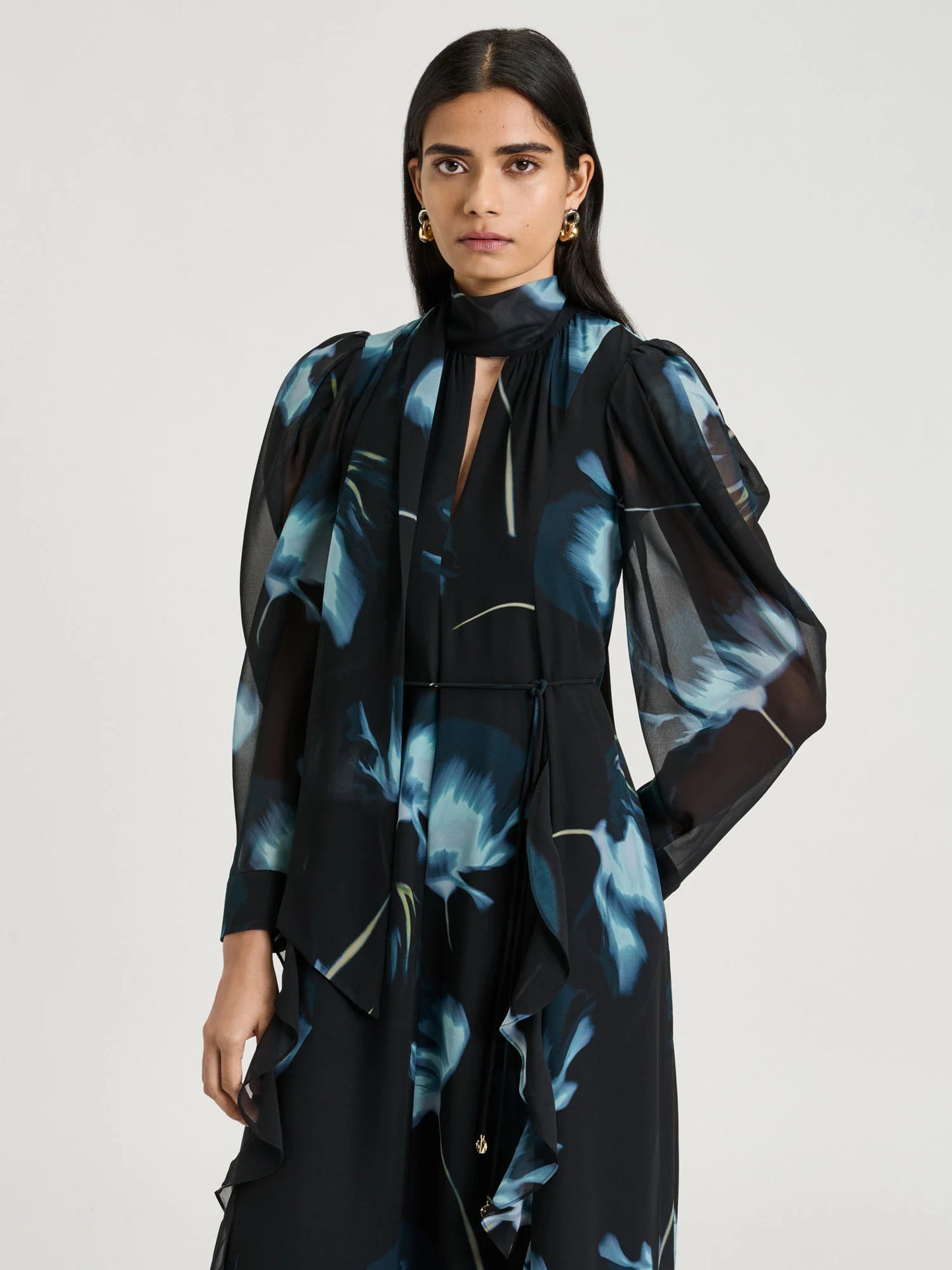Veronika Maine Dusk Poppies Georgette Midi Dress - Sizes 6-18 Available