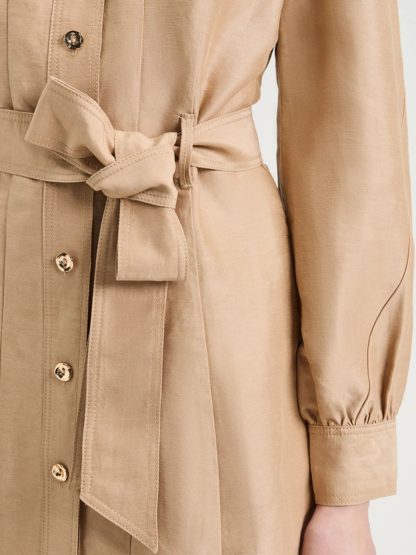 Veronika Maine Taupe Linen Viscose Midi Dress - Sizes 10, 12, 14 & 18 Available
