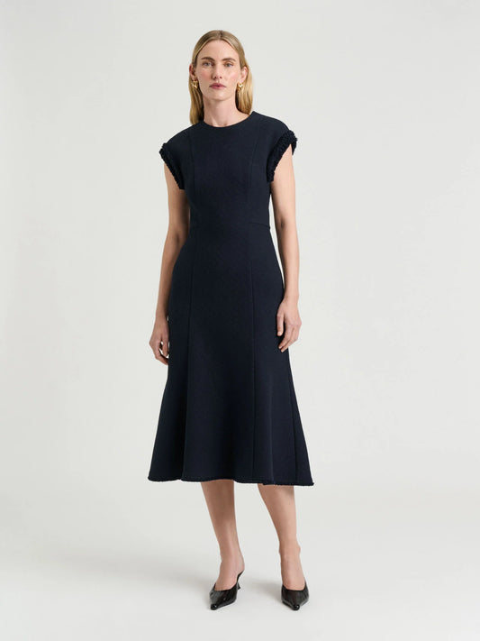 Veronika Maine Ink Check Tweed Midi Dress - Sizes 10 & 12 Available