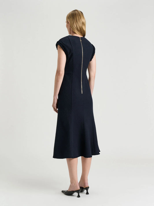 Veronika Maine Ink Check Tweed Midi Dress - Sizes 10 & 12 Available