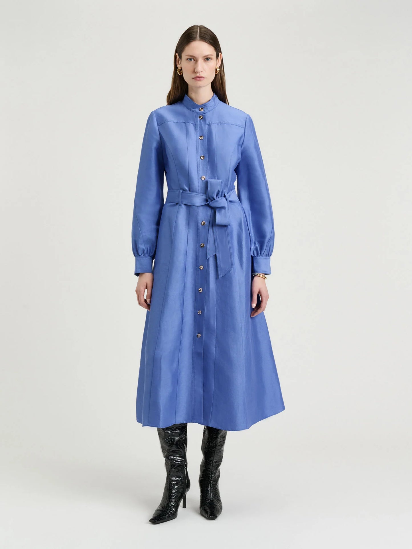 Veronika Maine Hydrangea Linen Viscose Midi Shirtdress - Sizes 6-18 Available