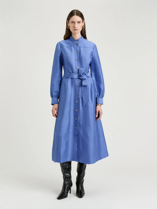 Veronika Maine Hydrangea Linen Viscose Midi Shirtdress - Sizes 6, 8, 10, 12, 14, 16 & 18 Available