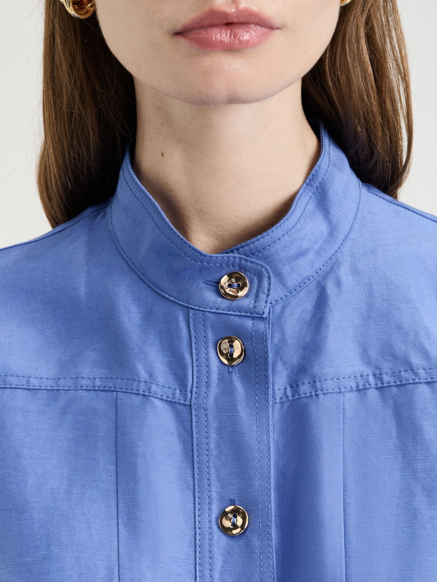 Veronika Maine Hydrangea Linen Viscose Midi Shirtdress - Sizes 6-18 Available
