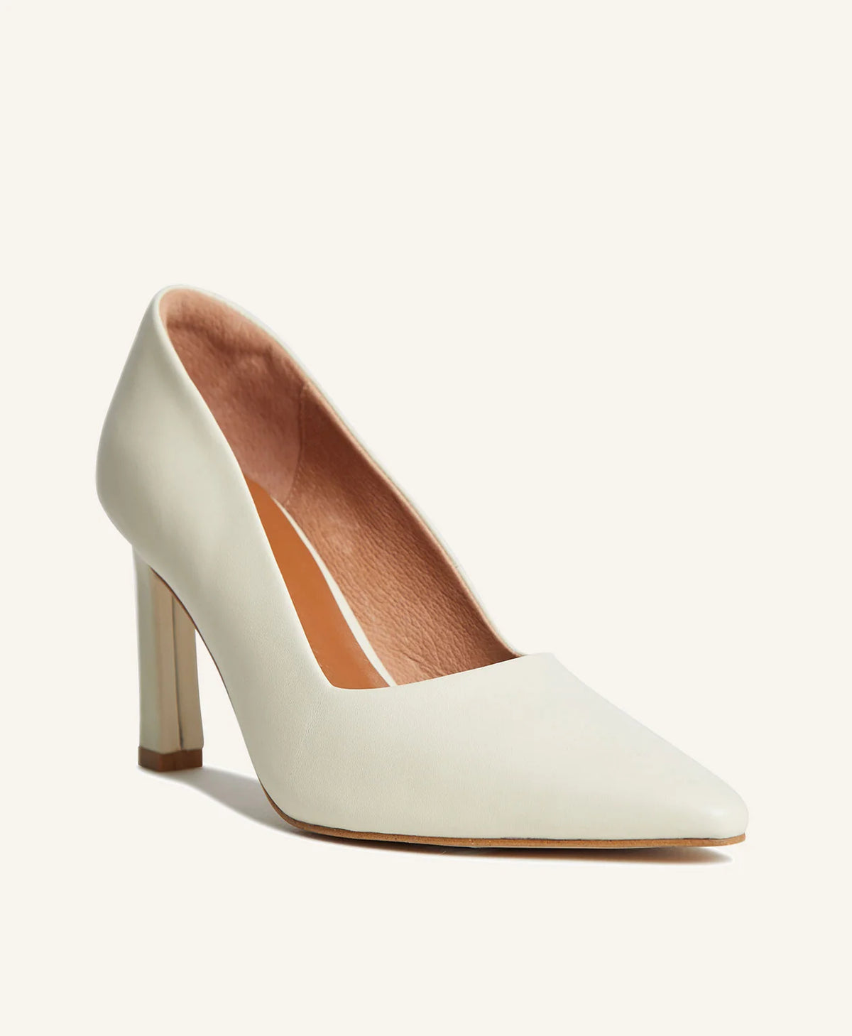 Mi Piaci Ivory Leather Heel - Size 37