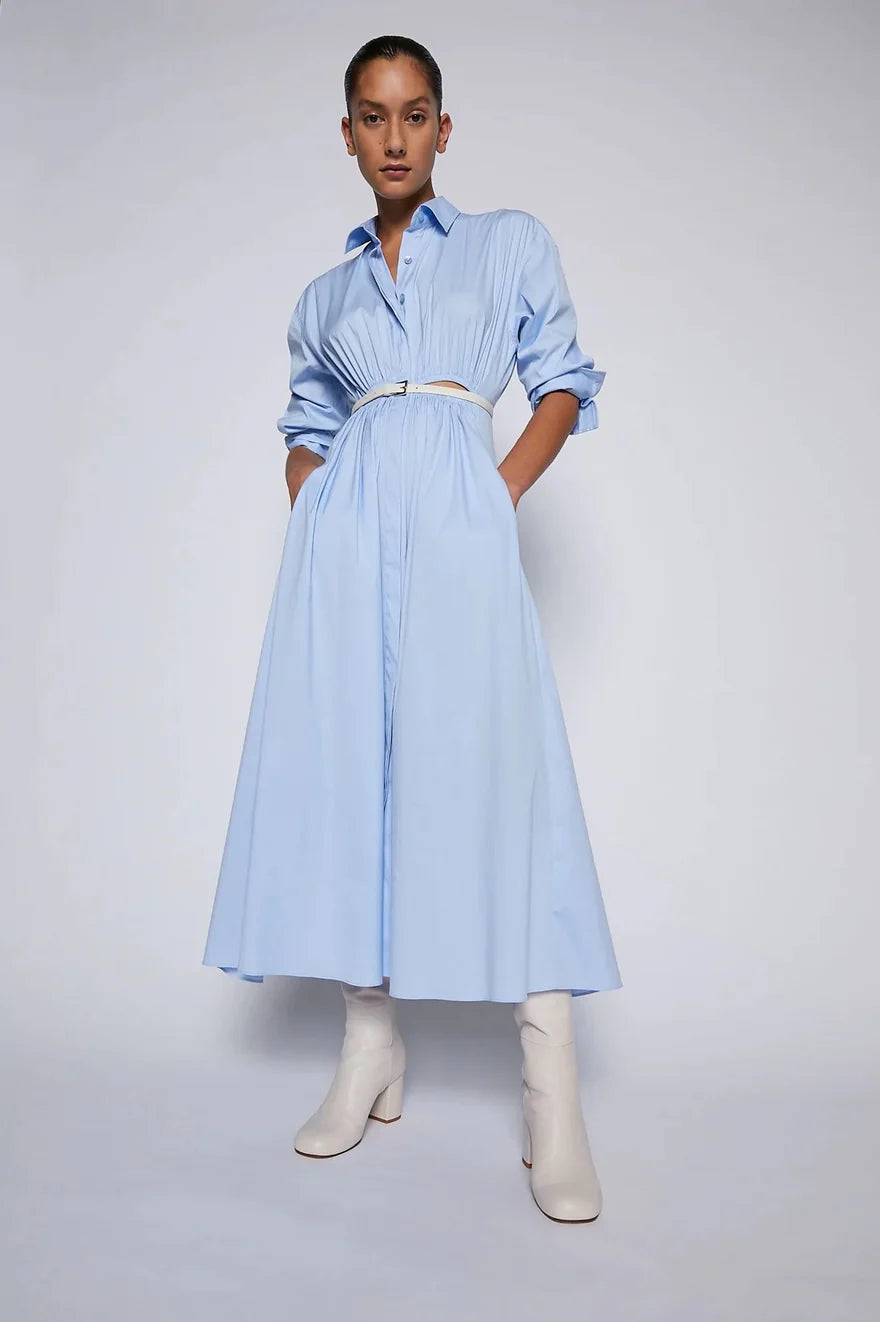 Scanlan Theodore Blue Cotton Gathered Dress - Size 10