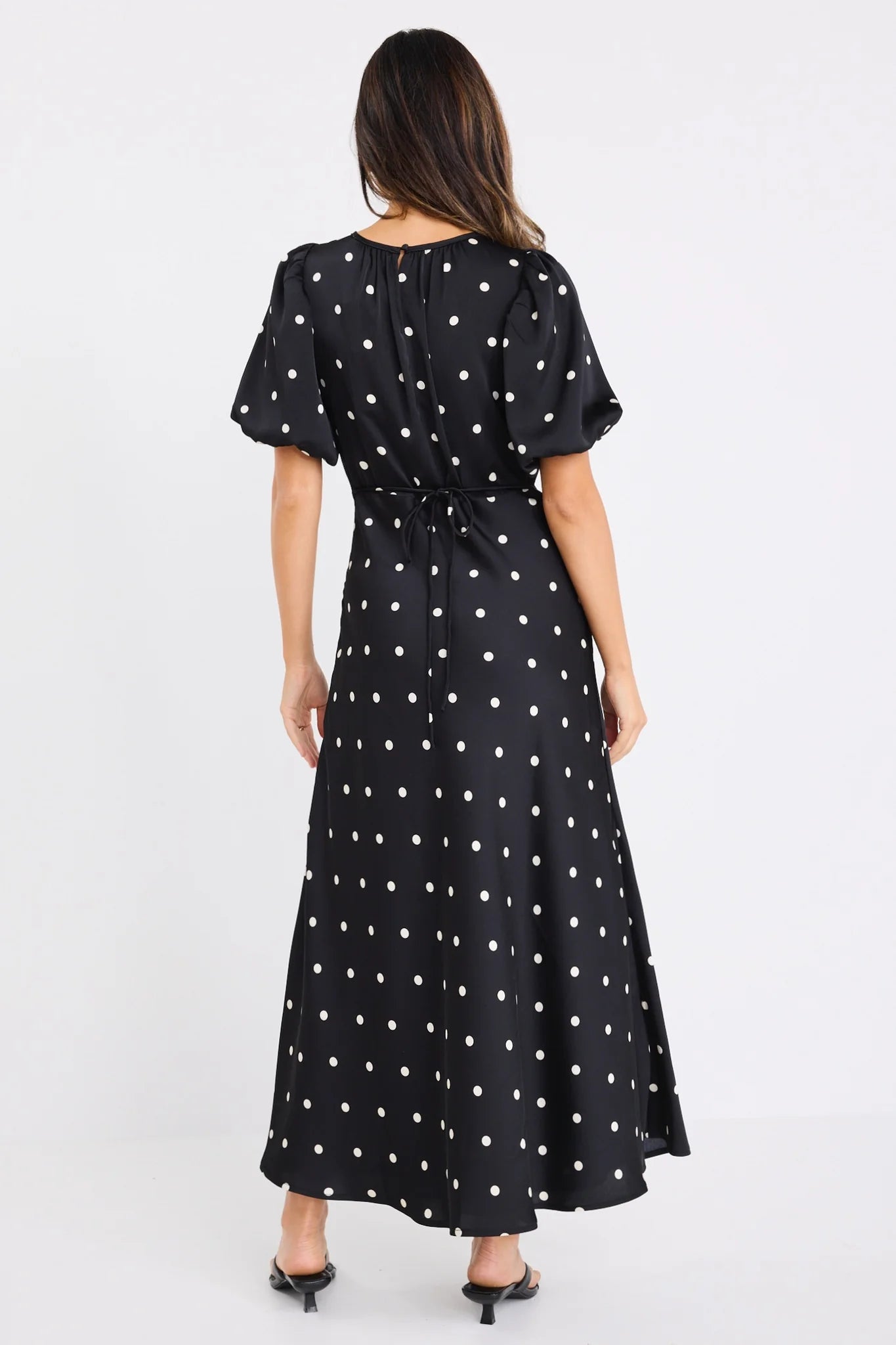 Stories Be Told Polka Dot Puff Sleeve Maxi Dress - Size 8
