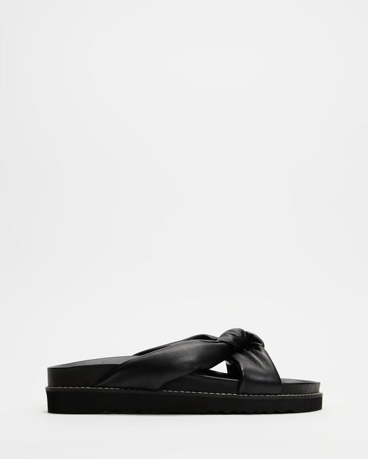 Aere Padded Knot Leather Slides - Size 38