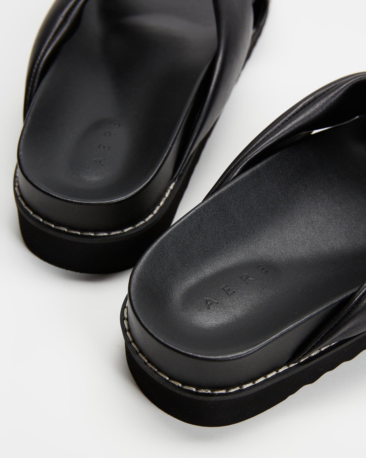 Aere Padded Knot Leather Slides - Size 38