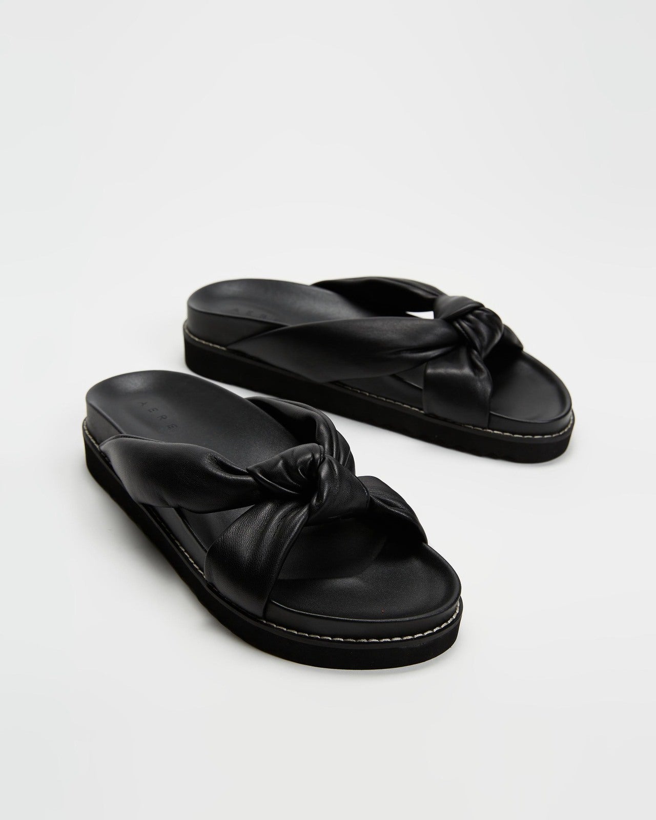 Aere Padded Knot Leather Slides - Size 38