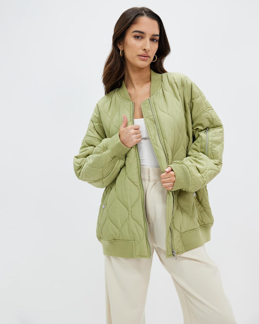 AERE Green Quilted Cloud Bomber - Size 12