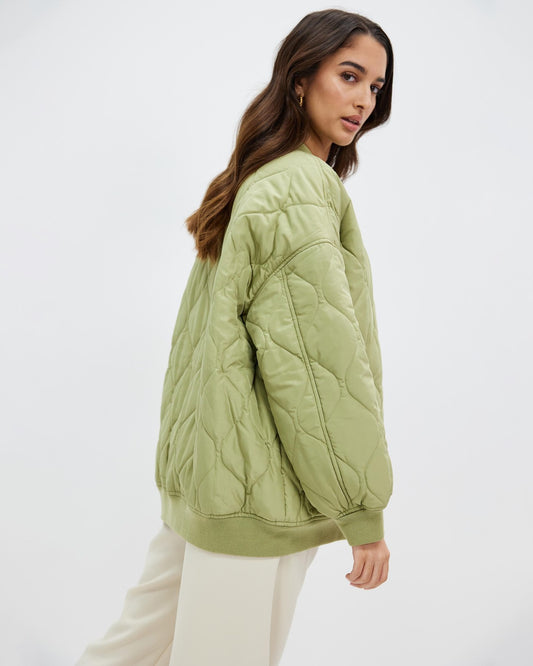 AERE Green Quilted Cloud Bomber - Size 14