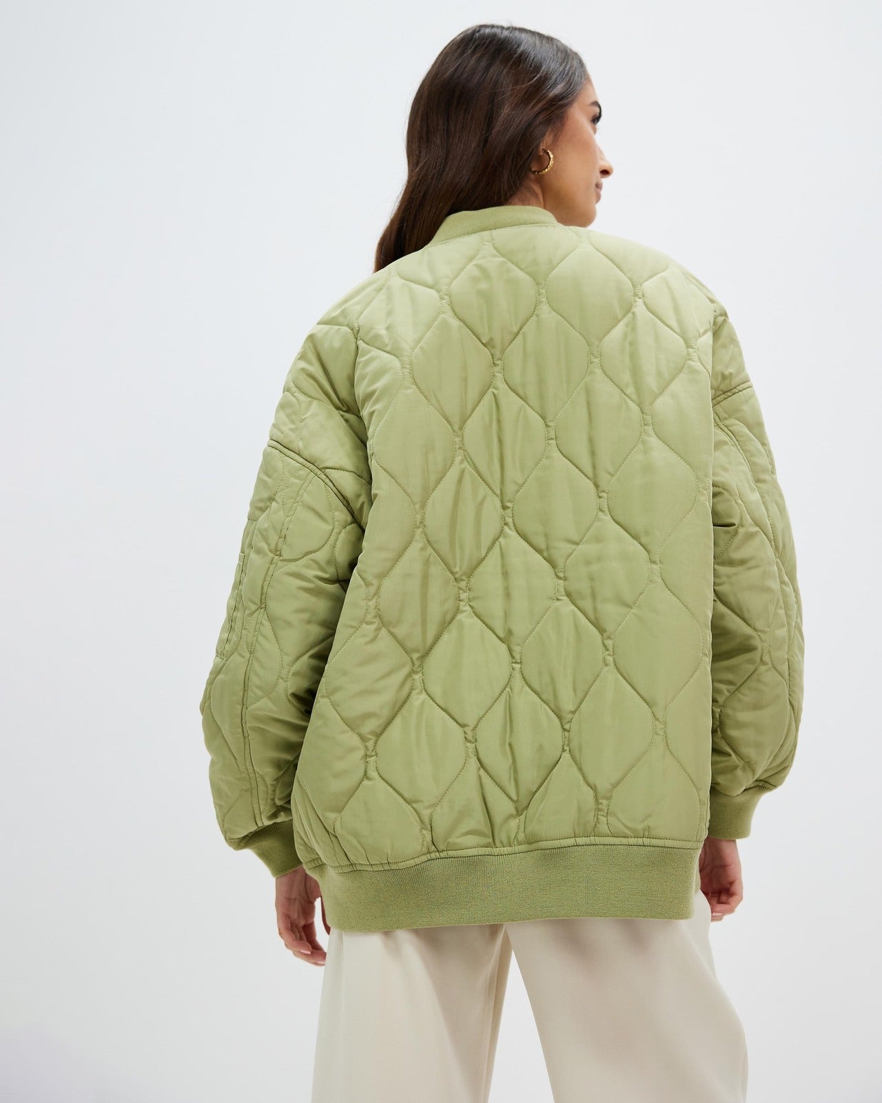 AERE Green Quilted Cloud Bomber - Size 14