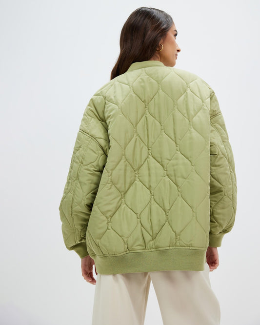 AERE Green Quilted Cloud Bomber - Size 12
