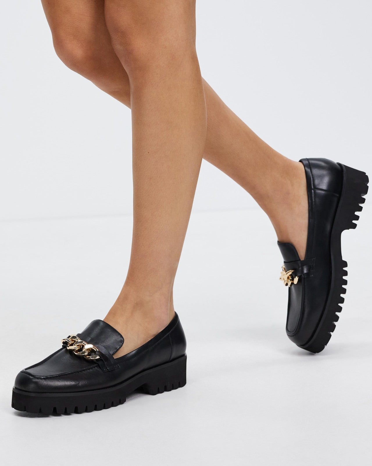 Aere Black Leather Buckle Loafers - Size 37