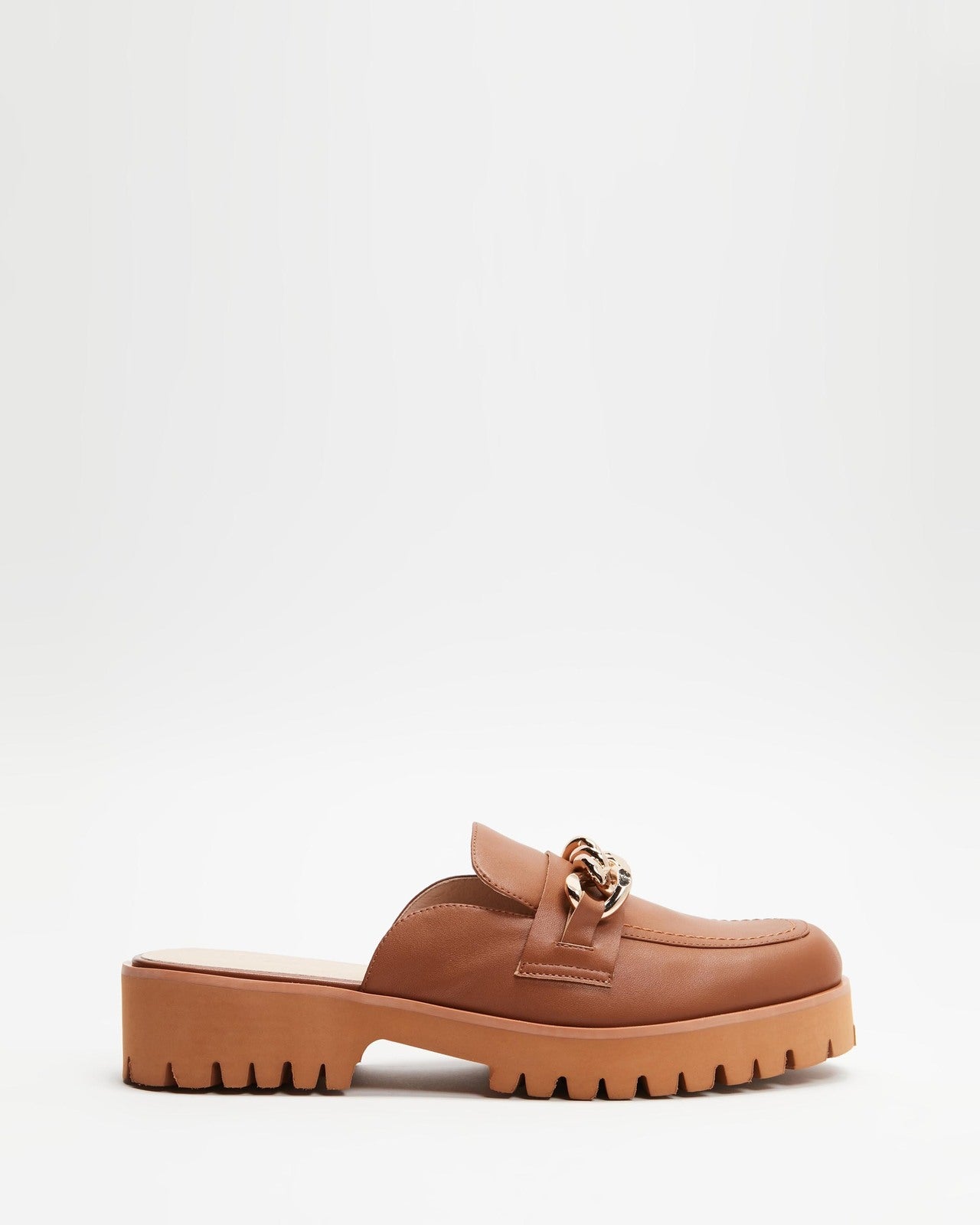 AERE Chain Embellished Chunky Mules - Size 6