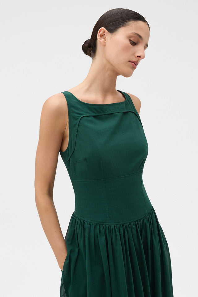 Oroton Green York Detail Sundress - Size 10
